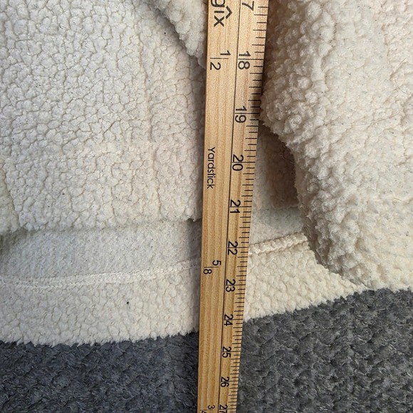 Old Navy Women's Sherpa Fleece Pullover Medium Cream Quarter Zip Cozy Jacket - Picture 6 of 10